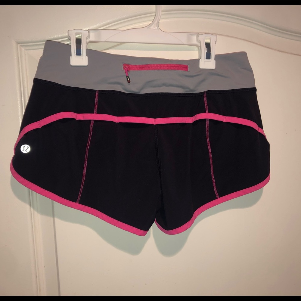 Lululemon black and pink shorts.